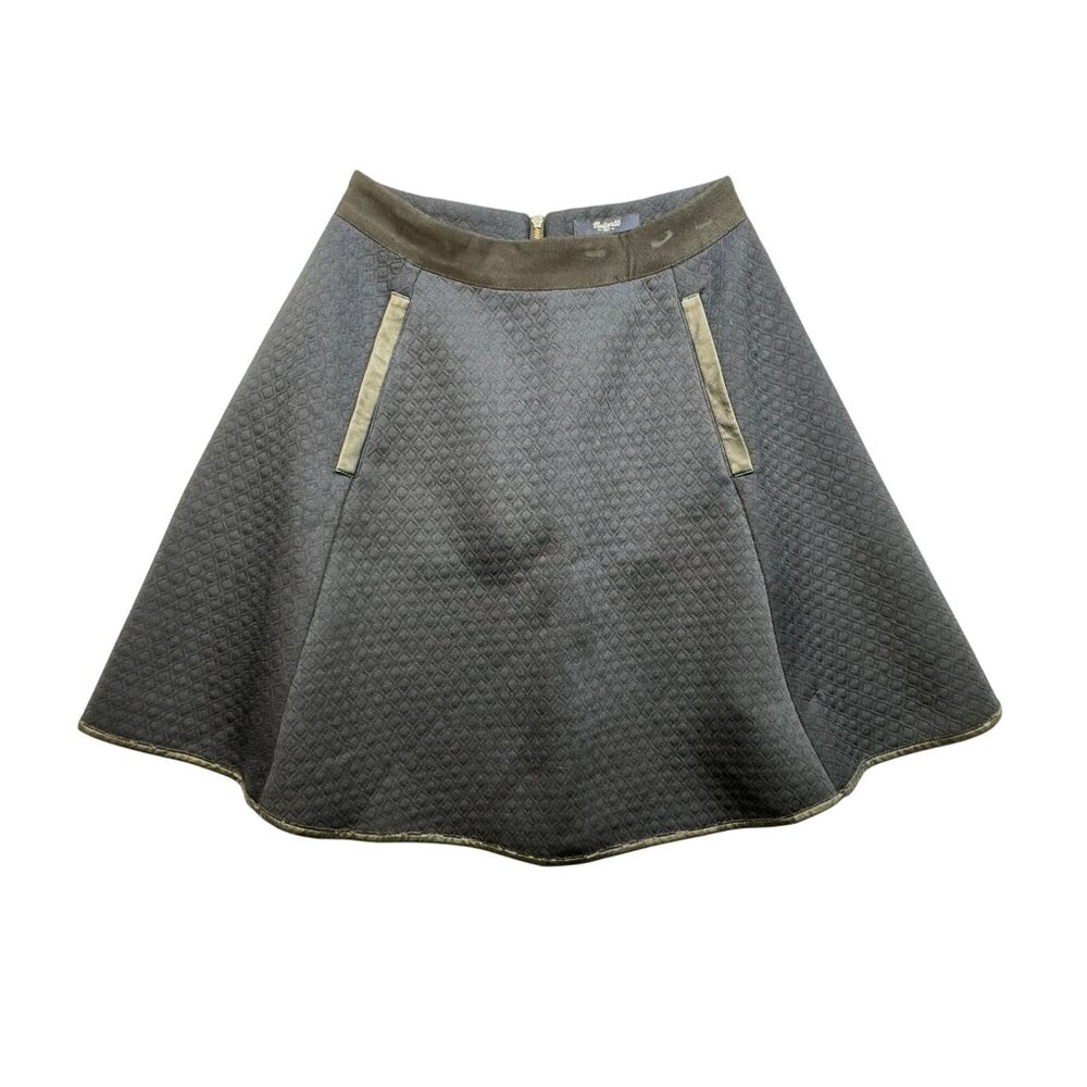 Madewell 1937 Womens A-Line Mini Skirt Size 0 Black Quilted Flared Skater Y2K